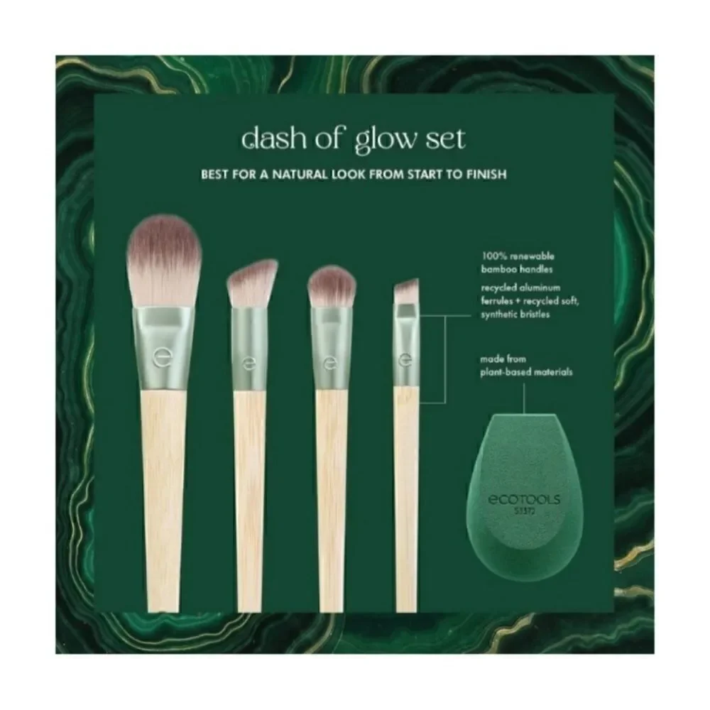 $11🌟 ECOTOOLS Dash Of Glow 5 Piece Limited Edition Makeup Brush Set